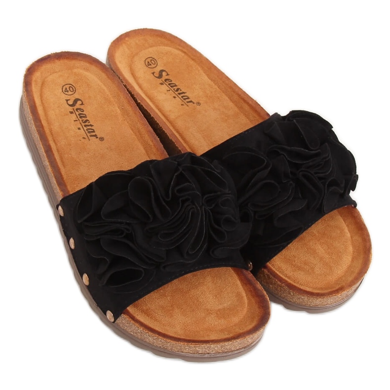 Pantofole nere da donna nere F191 Black nero