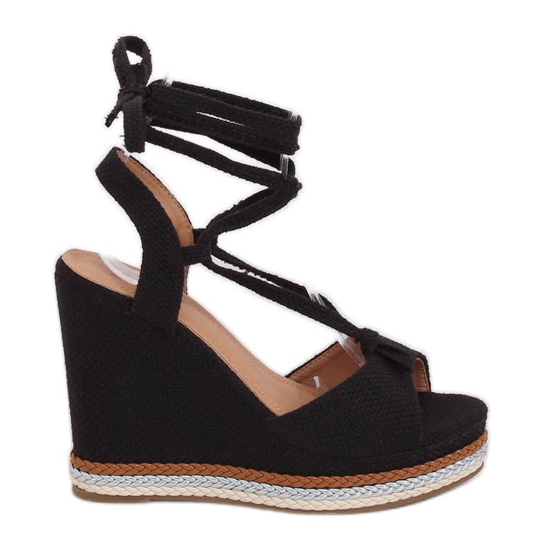 Nero GP07 Sandali neri con zeppa