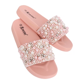 Rosa BG66 Pantofole rosa con perle