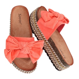 Coral CK137P Pantofole corallo su suola alta arancia
