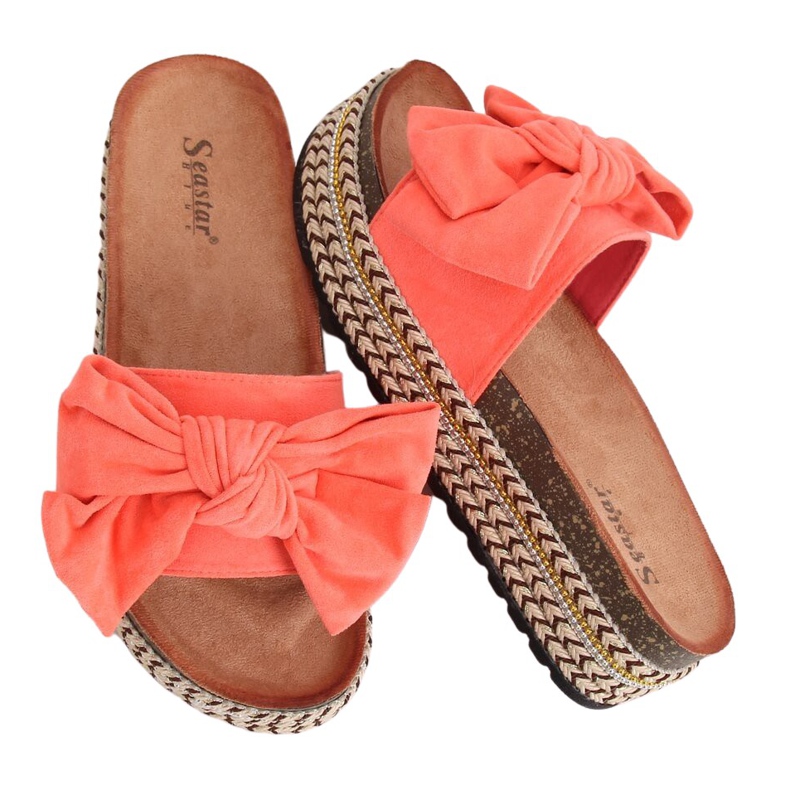 Coral CK137P Pantofole corallo su suola alta arancia