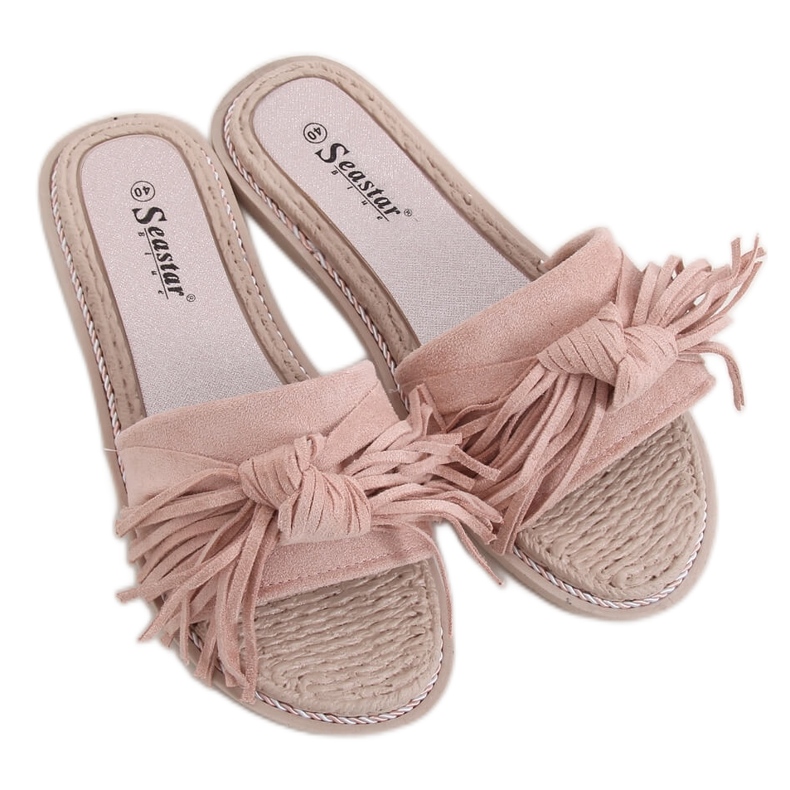 Pantofole da donna beige e rosa CK159 Pink