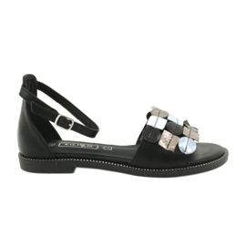 Sandali in pelle Filippo DS1286 / 20 MLT nero grigio giallo