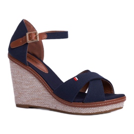 SEA Sandali da donna con zeppa Blu LaMane marrone blu navy