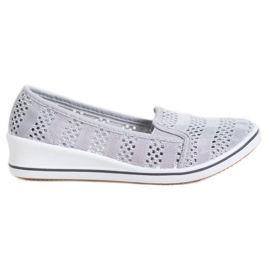 SHELOVET Ballerine traforate grigio