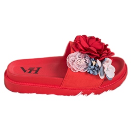 SHELOVET Ciabatte In Camoscio Con Fiori rosso