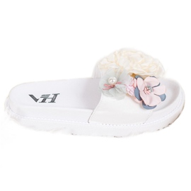 SHELOVET Ciabatte In Camoscio Con Fiori bianca
