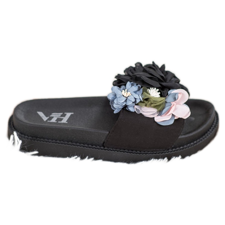 SHELOVET Ciabatte In Camoscio Con Fiori nero