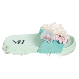 SHELOVET Ciabatte In Camoscio Con Fiori verde