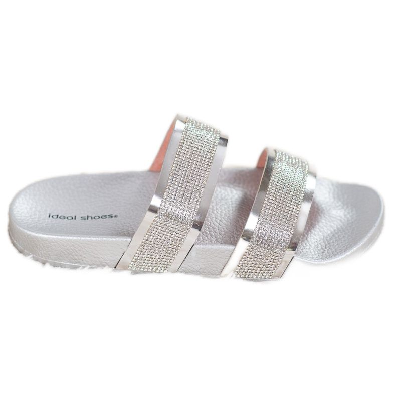Ideal Shoes Pantofole Da Donna Con Cubic Zirconia grigio