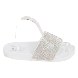 SHELOVET Comode Pantofole Con Cubic Zirconia bianca