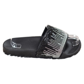 SHELOVET Comode Pantofole Con Cubic Zirconia nero