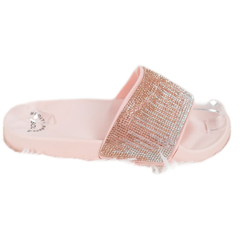 SHELOVET Comode Pantofole Con Cubic Zirconia rosa