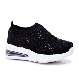 FRROCK Scarpe Sportive per Bambini Linda Nere Con Cubic Zirconia nero