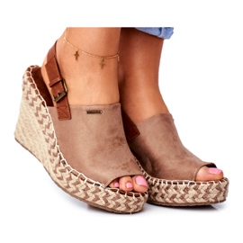 Sandali da donna con zeppa Big Star Beige FF274982