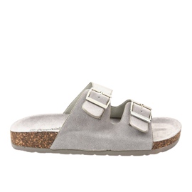 Pantofole grigie con fibbia BL3100-SF grigio