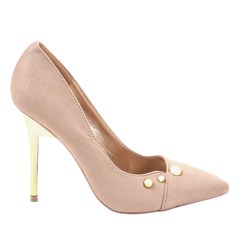 Classici tacchi alti beige con borchie NE05P