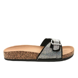 Pantofole nere con suola in sughero L-1032 nero