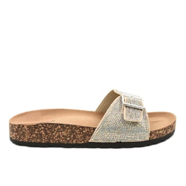L-1032 pantofole beige con suola in sughero