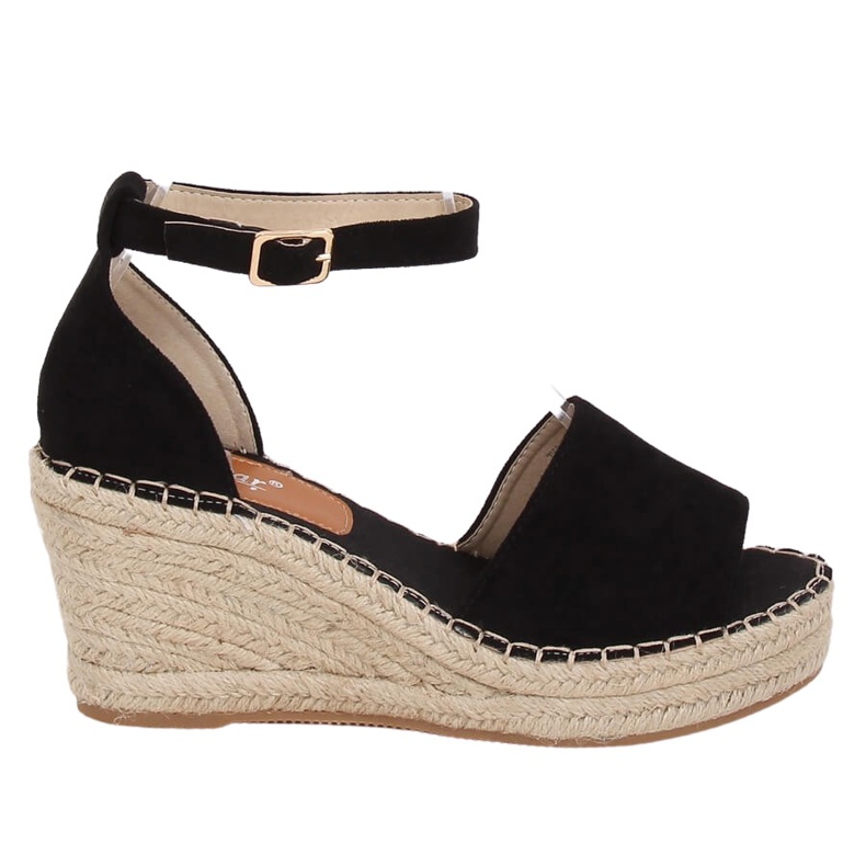 Espadrillas nere su zeppe, nere TU147 Black nero
