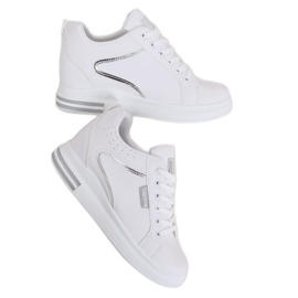 Sneakers bianche NB337 argento con zeppa bianco