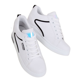 Bianco NB337 Sneakers bianche con zeppa bianca