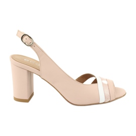 Edeo Sandali in pelle da donna con rose/beige/bianco 3505