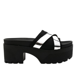 Pantofole nere con tacco alto CL-3A309-43 nero