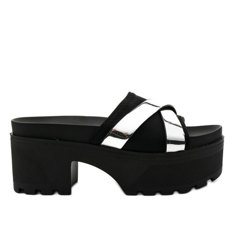 Pantofole nere con tacco alto CL-3A309-43 nero