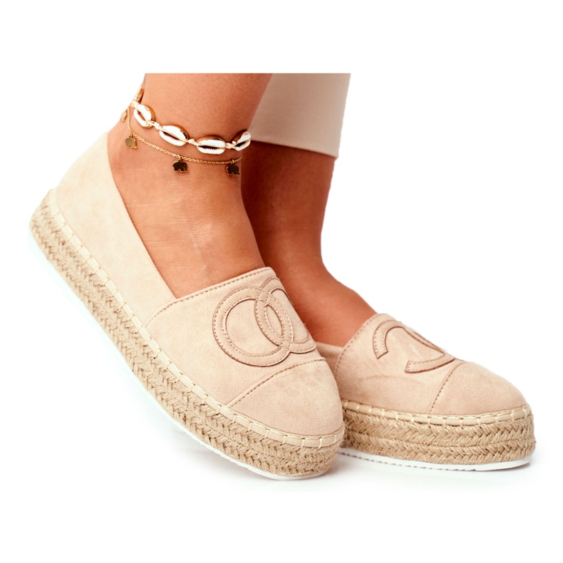 SEA Espadrillas da donna con suola spessa in lino Beige Febi