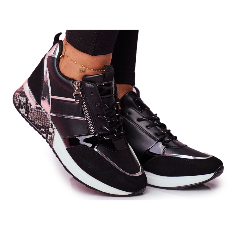 Scarpe sportive da donna a figura nera nero