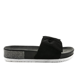 Pantofole casual nere con fiocco LW-10 nero