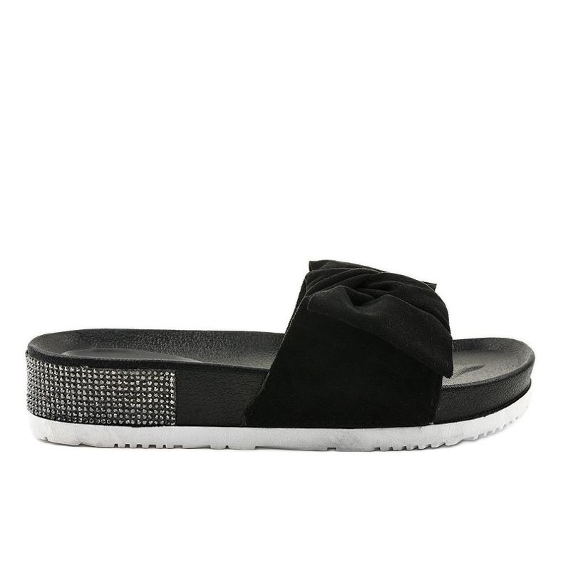 Pantofole casual nere con fiocco LW-10 nero