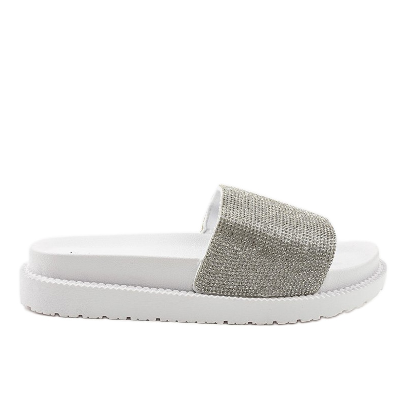 Pantofole bianche con paillettes SF-01 grigio