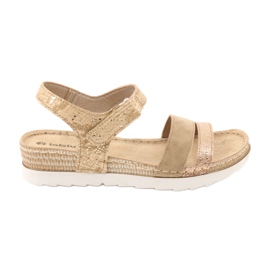 Sandali con inserto in pelle Inblu Platino OF019 beige d'oro