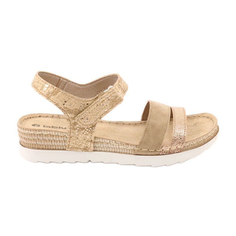Sandali con inserto in pelle Inblu Platino OF019 beige d'oro