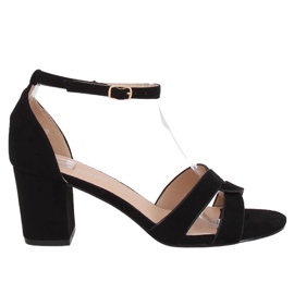 Sandali neri con tacco basso A3082 Nero