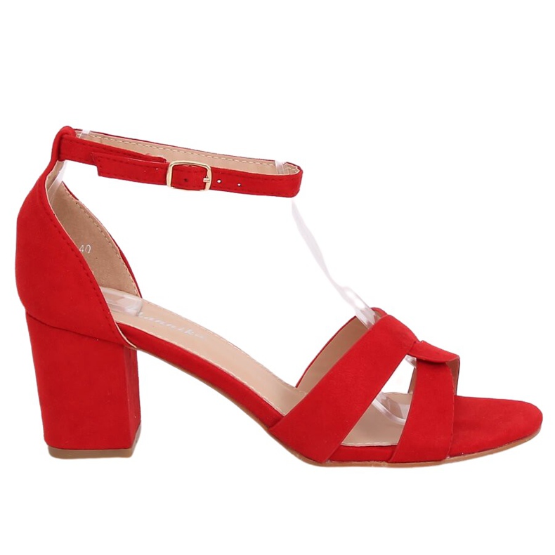Sandali rossi con tacco basso A3082 Red rosso