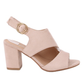 Sandali beige con tacco alto A8560 Beige