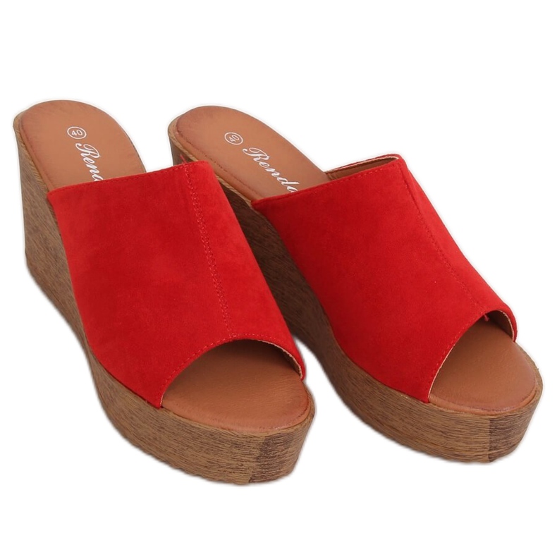 Pantofole con zeppa rosse rosso 10-236 Rosso