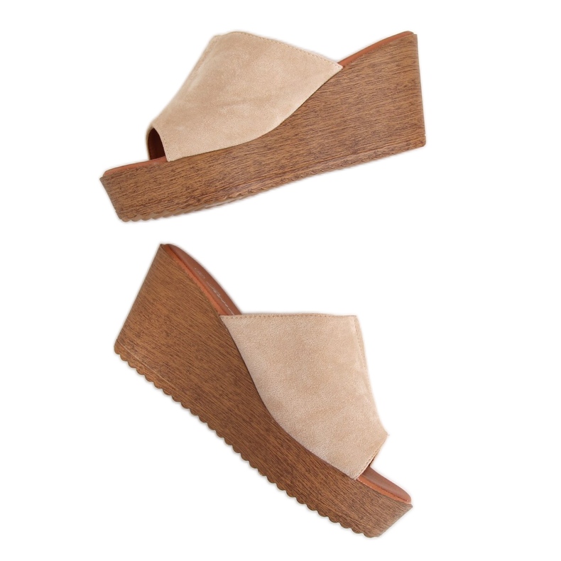 Pantofole beige 10-236 Zeppe beige