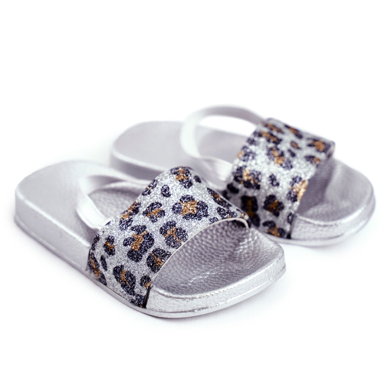FRROCK Pantofole Bambina Broccato Leopardo Argento Rimia grigio