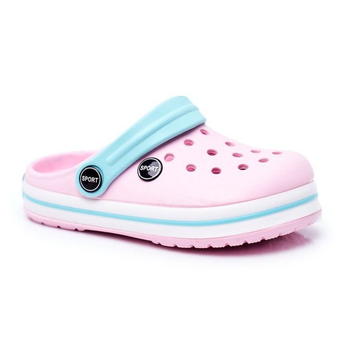 Pantofole per un ragazzo, ragazze, coccodrilli rosa schiuma per bambini blu