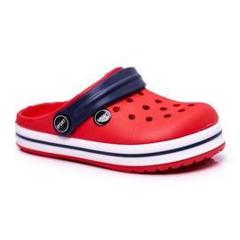 Pantofole per un ragazzo, una ragazza, un bambino, coccodrilli rossi rosso blu navy
