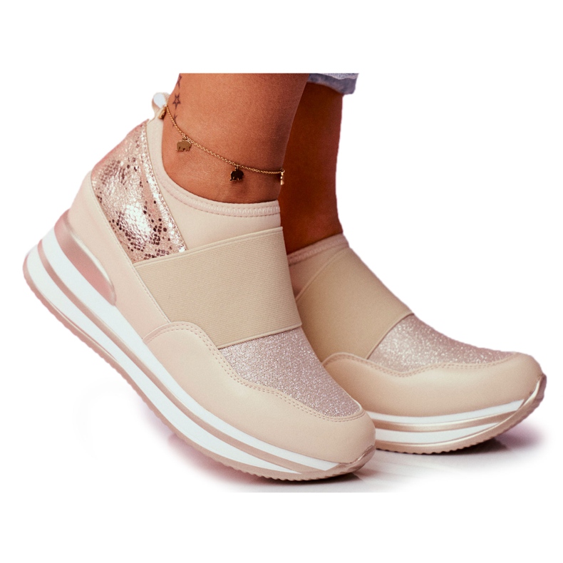 Scarpe Sportive Slip On con Zeppa Beige Cold Play da donna