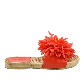 Infradito rosse con fiori espadrillas CD-1831 rosso