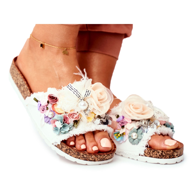PS1 Ciabatte Donna Con Fiori Bianco Enrissa bianca multicolore