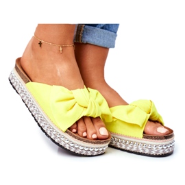 Pantofole Donna Alte Giallo Neon Mortigo
