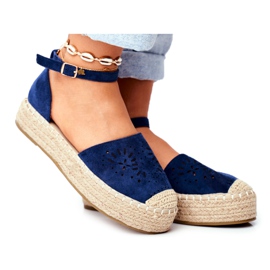 PS1 Espadrillas Da Donna Sulla Piattaforma Di Lino Blu Navy Palermo
