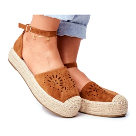 PS1 Espadrillas da donna sulla piattaforma di lino Camel Palermo marrone